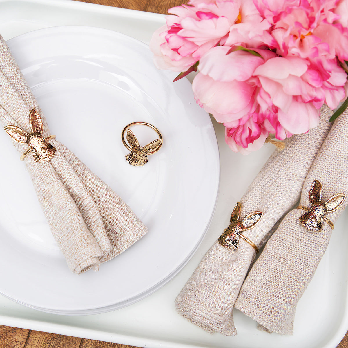 Rose Gold Bunny Head Napkin Ring, Set of 4