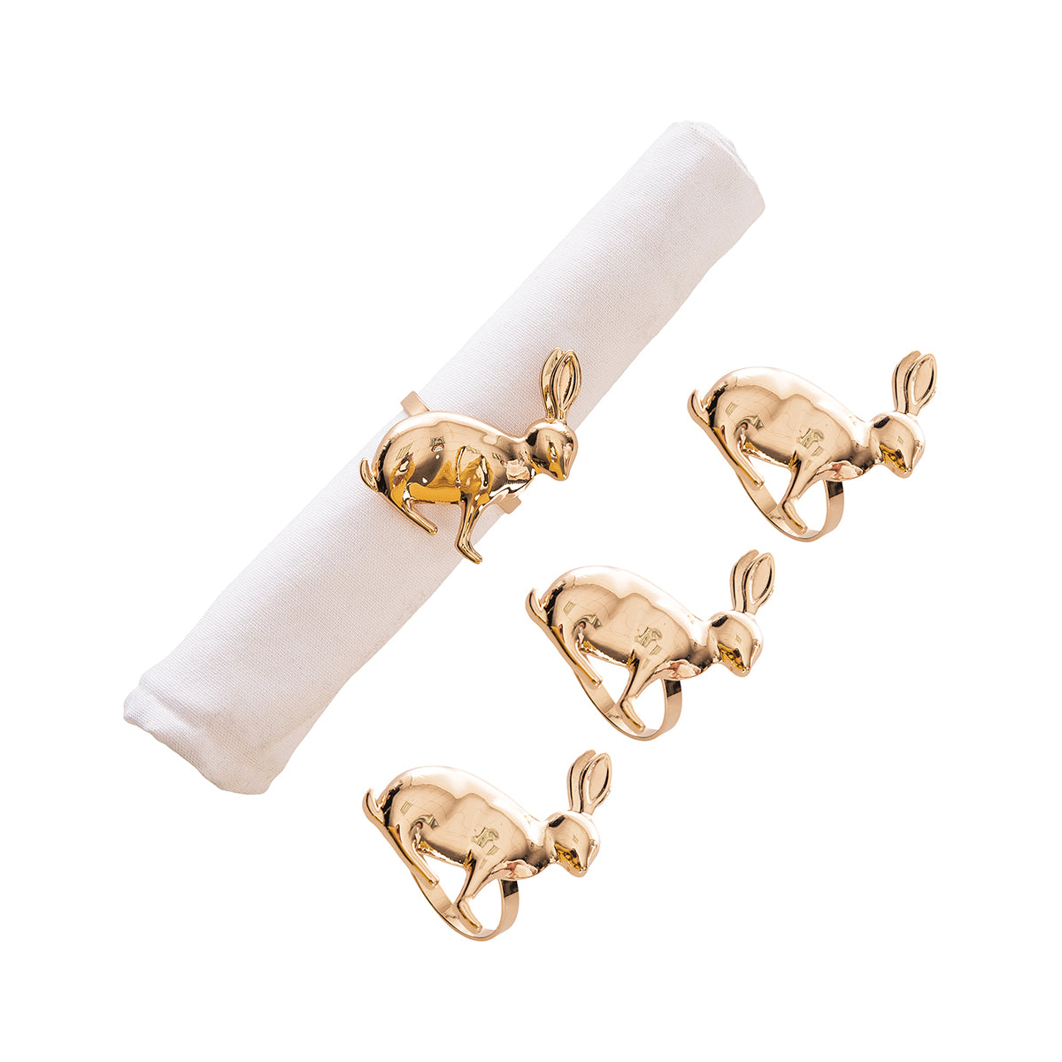 Rose Gold Rabbit Napkin Ring, Set of 4