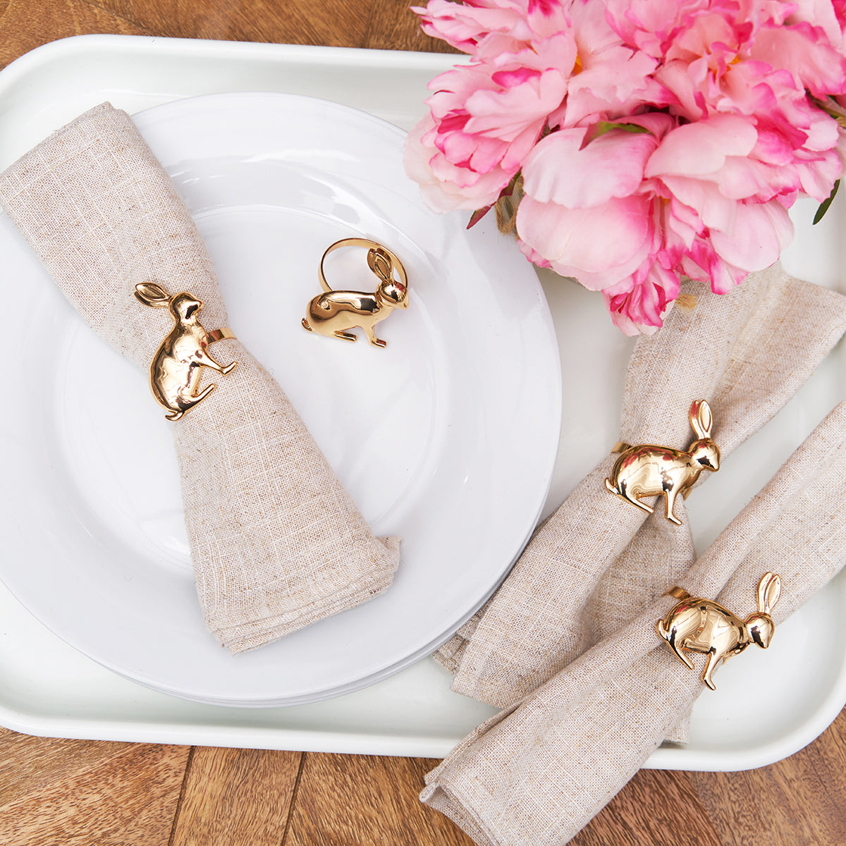 Rose Gold Rabbit Napkin Ring, Set of 4