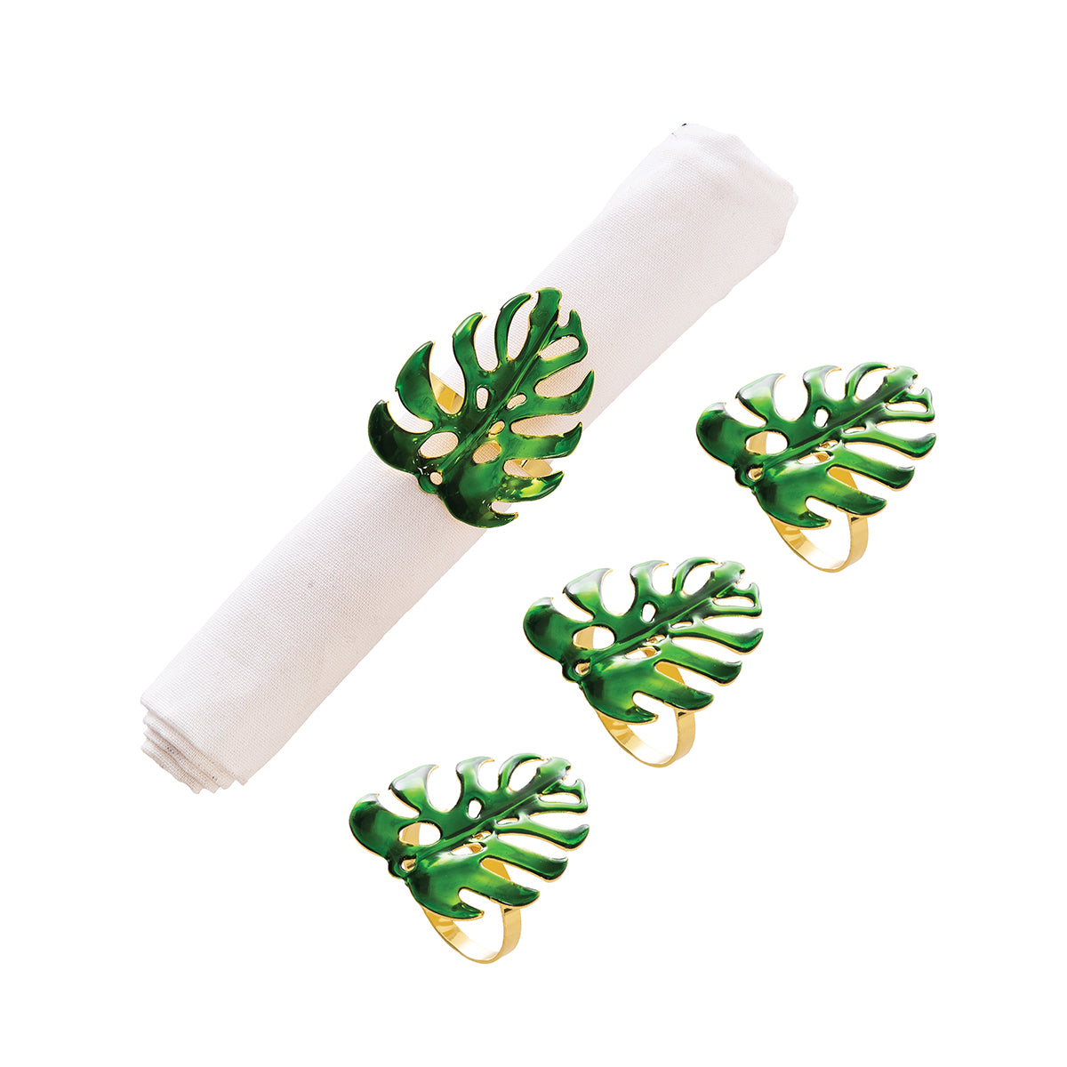 Monstera Leaf Napkin Ring, Set of 4