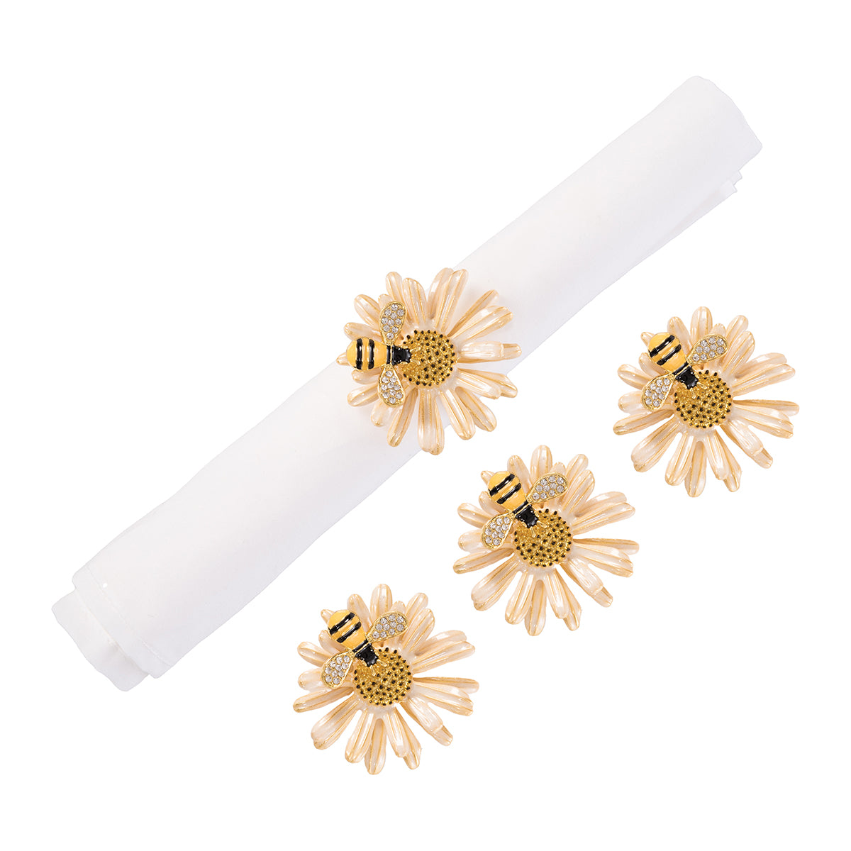 Daisy & Bee Napkin Ring, Set of 4