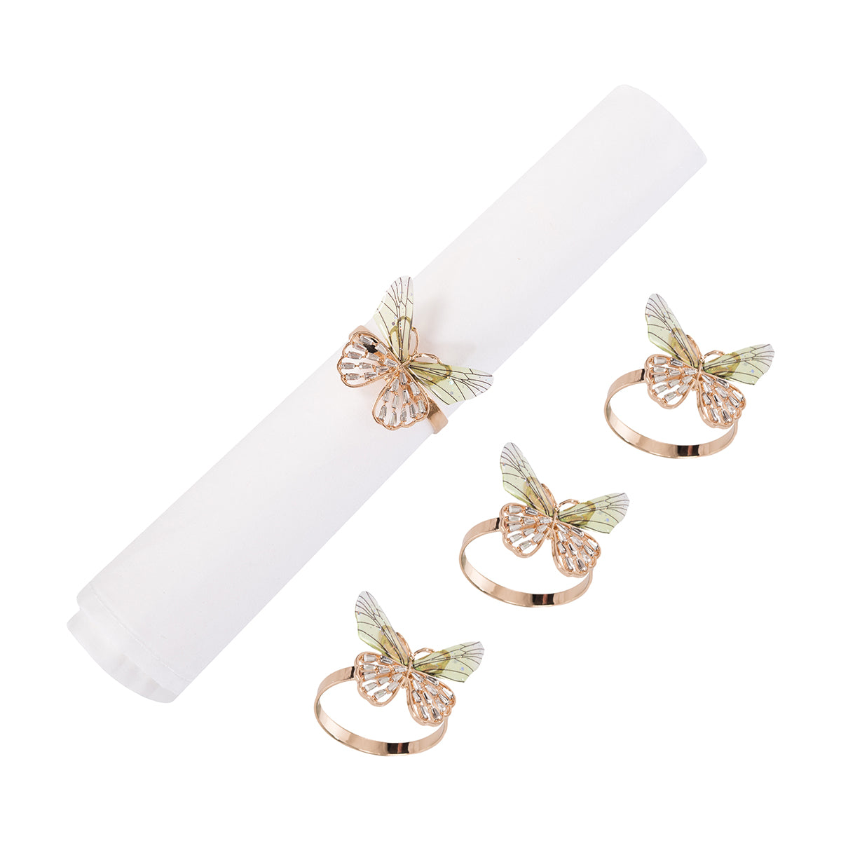 Crystal Butterfly Napkin Ring, Set of 4