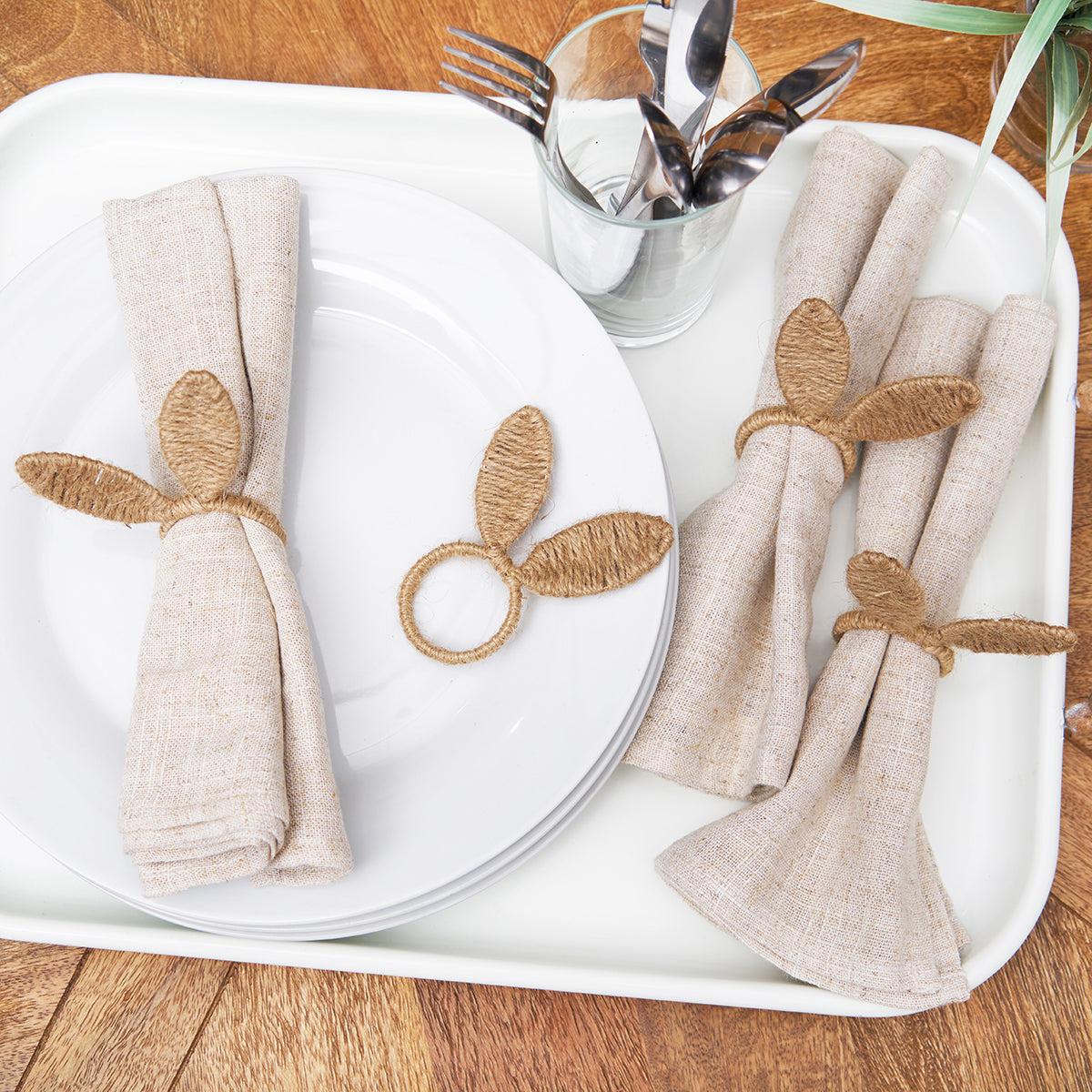 Natural Bunny Ears Napkin Ring, Set of 4