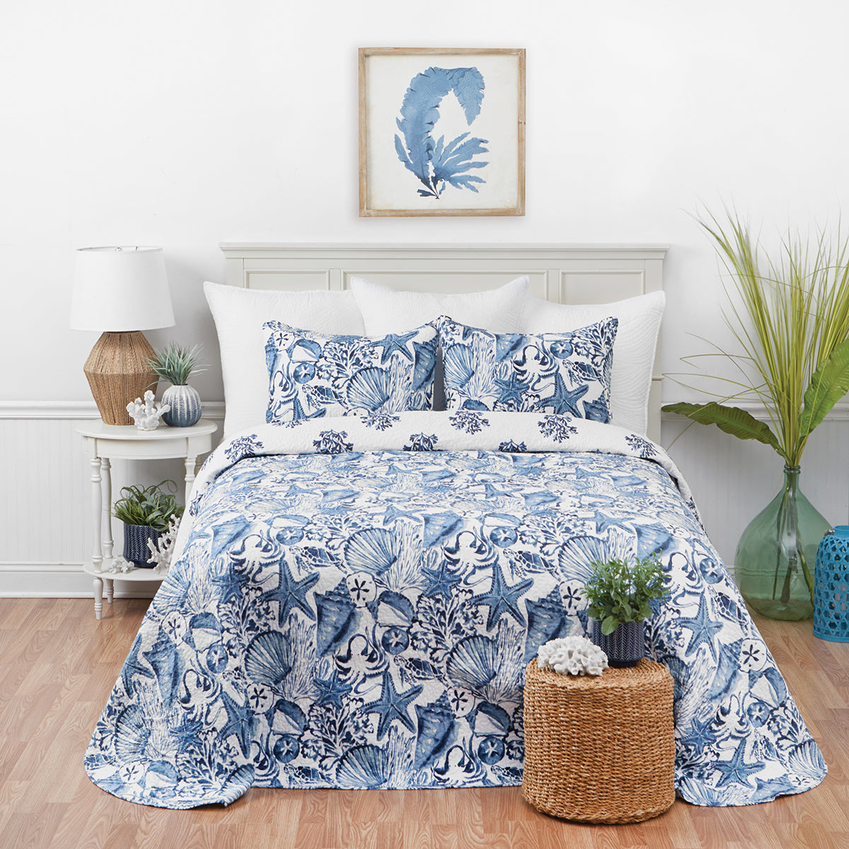 Blue Coast Shells Bedspread
