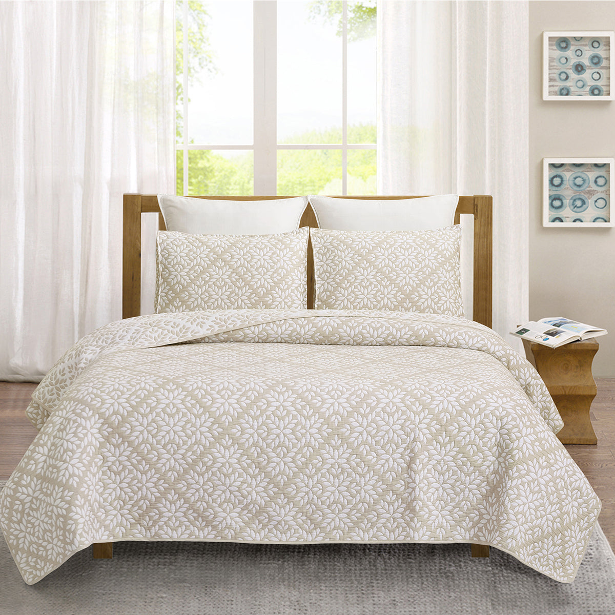 Natural Leaves Coverlet Set
