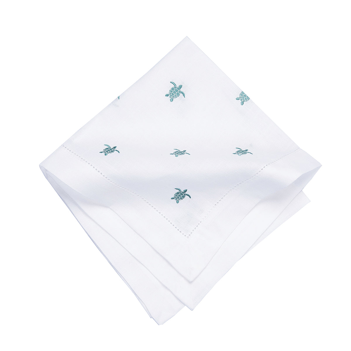 Aqua Turtle Hemstitch Napkin