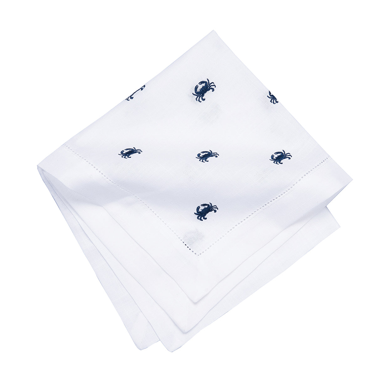 Navy Crab Hemstitch Napkin