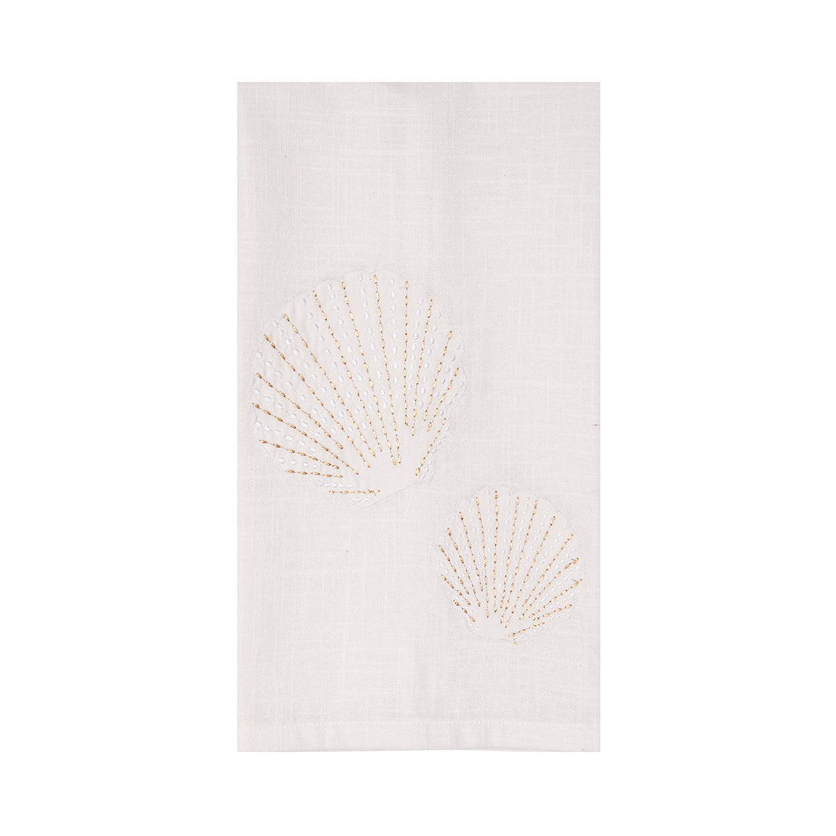 Golden Coast Scallop Shells Applique & Embroidered Kitchen Towel