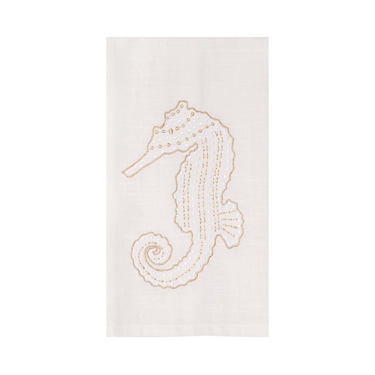 Golden Coast Seahorse Applique & Embroidered Kitchen Towel