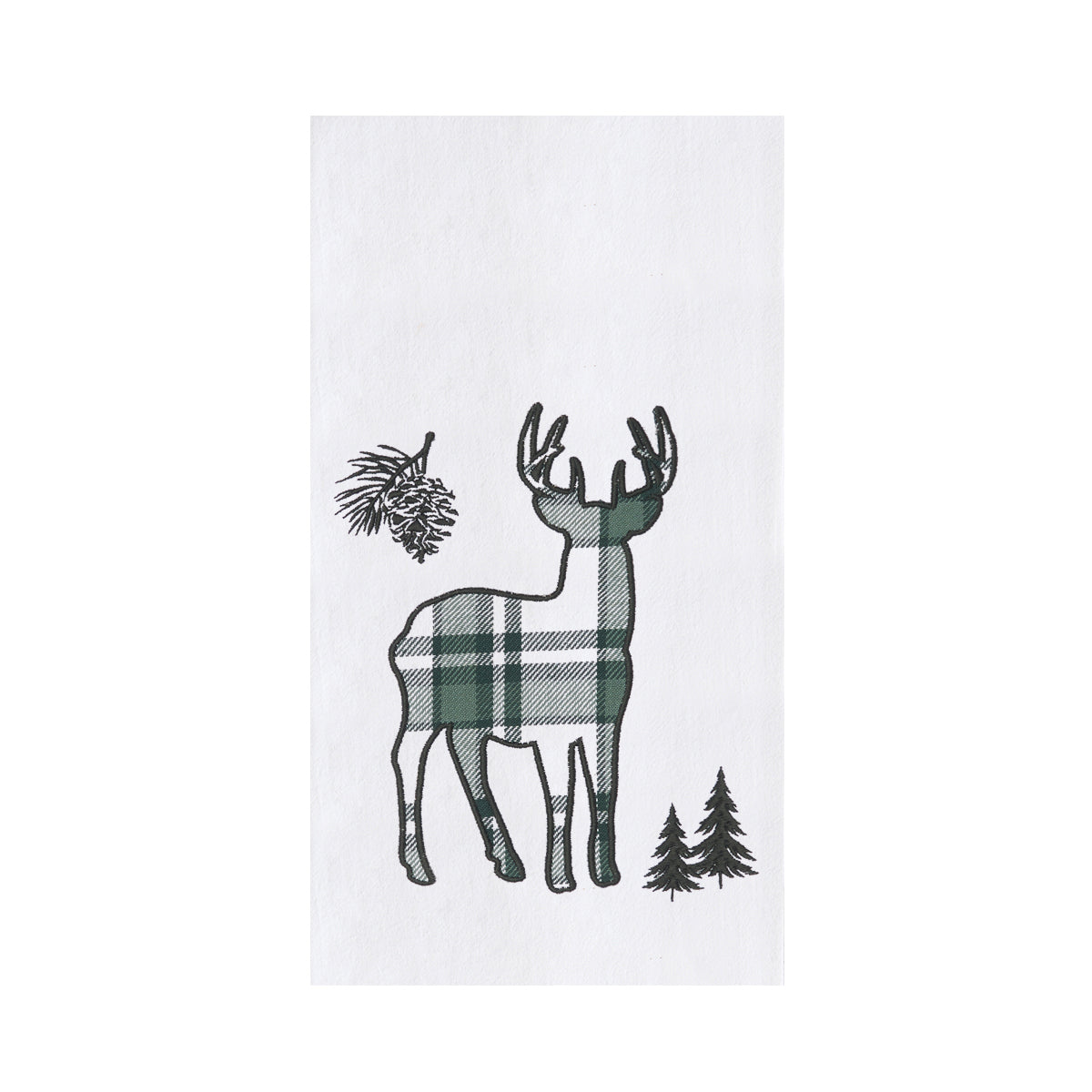 Evergreen Deer Applique & Embroidered Kitchen Towel