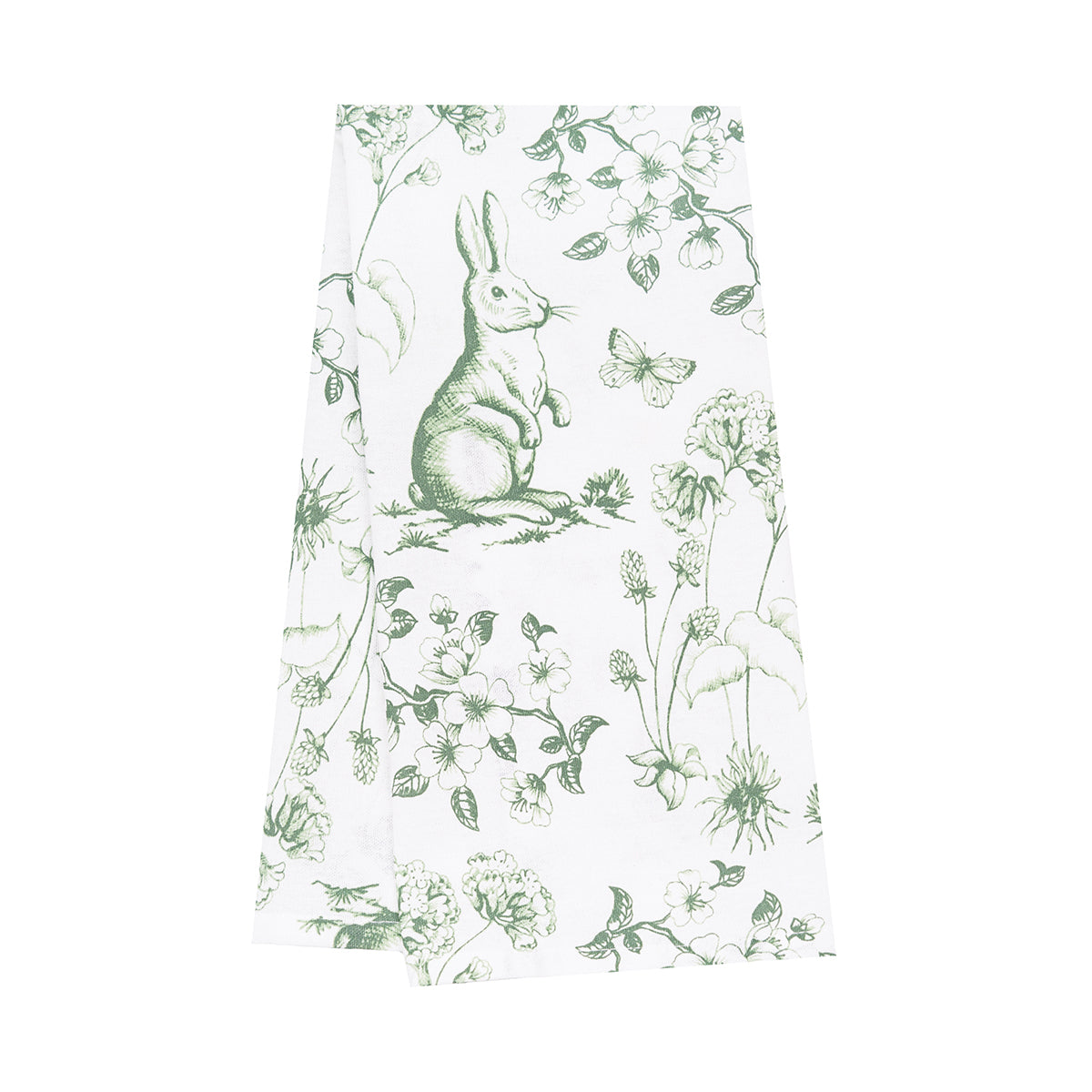 Spring Greens Bunny Toile Kitchen Towel