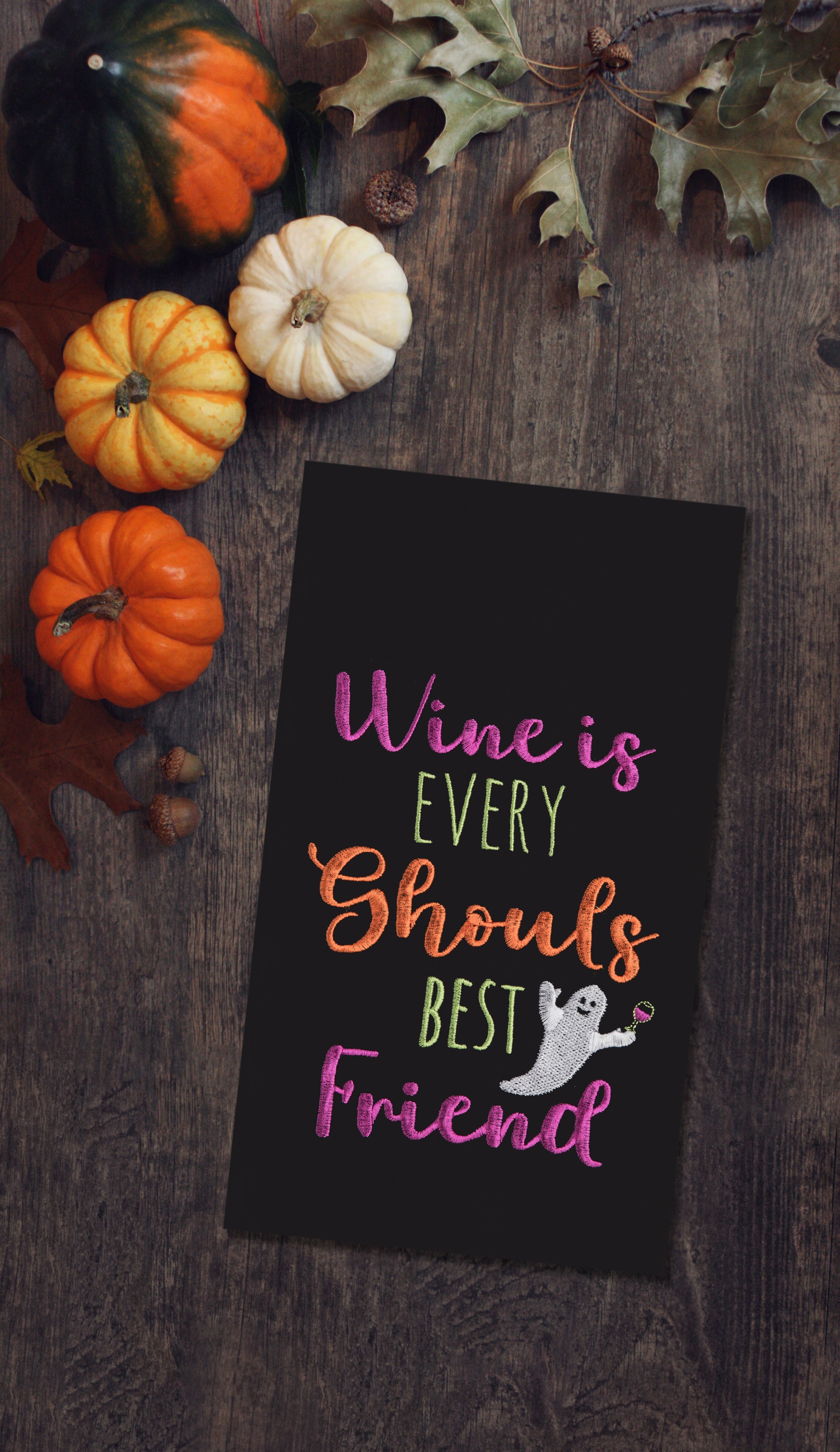 Ghouls Best Embroidered Canvas Kitchen Towel