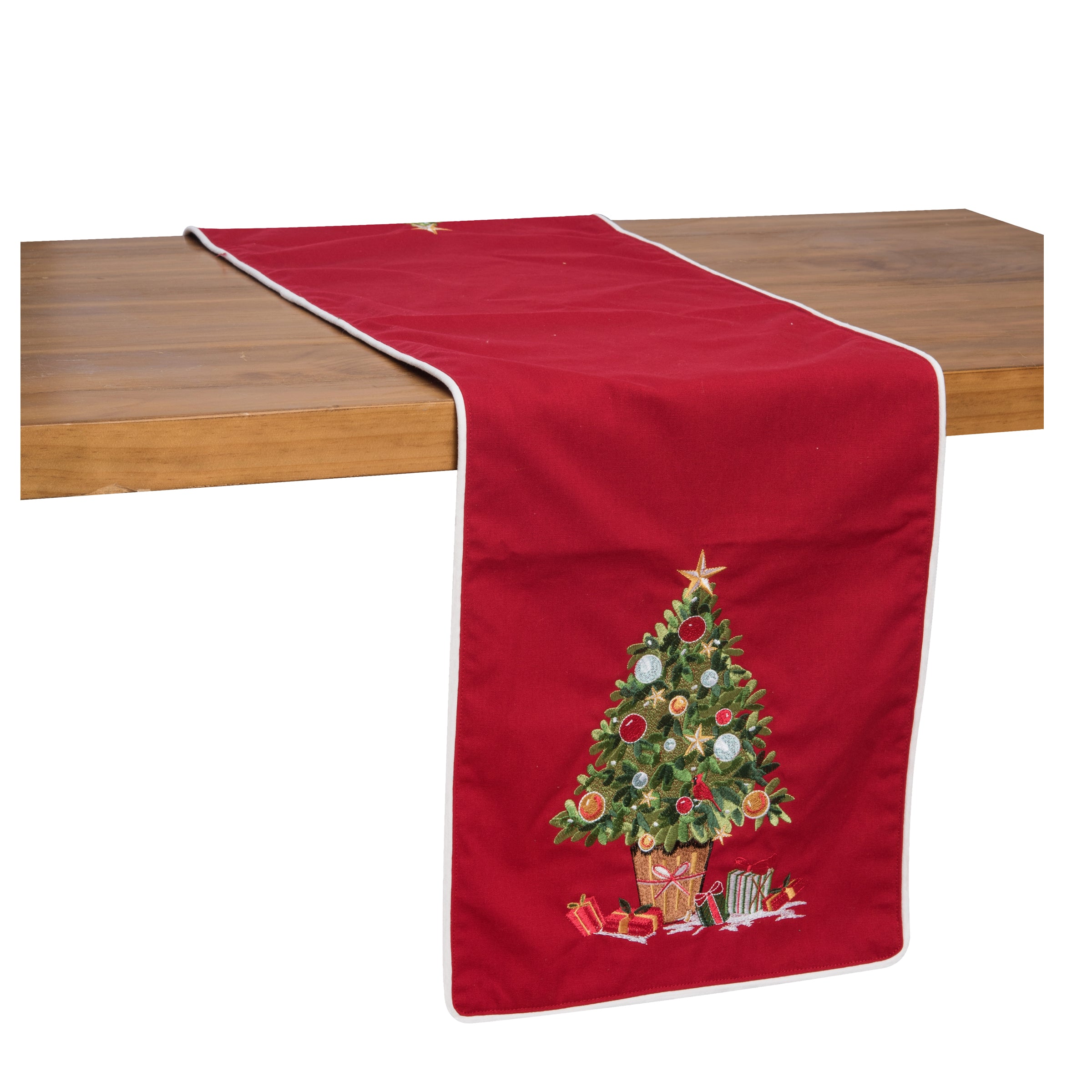 Holiday Tree Embroidered Runner