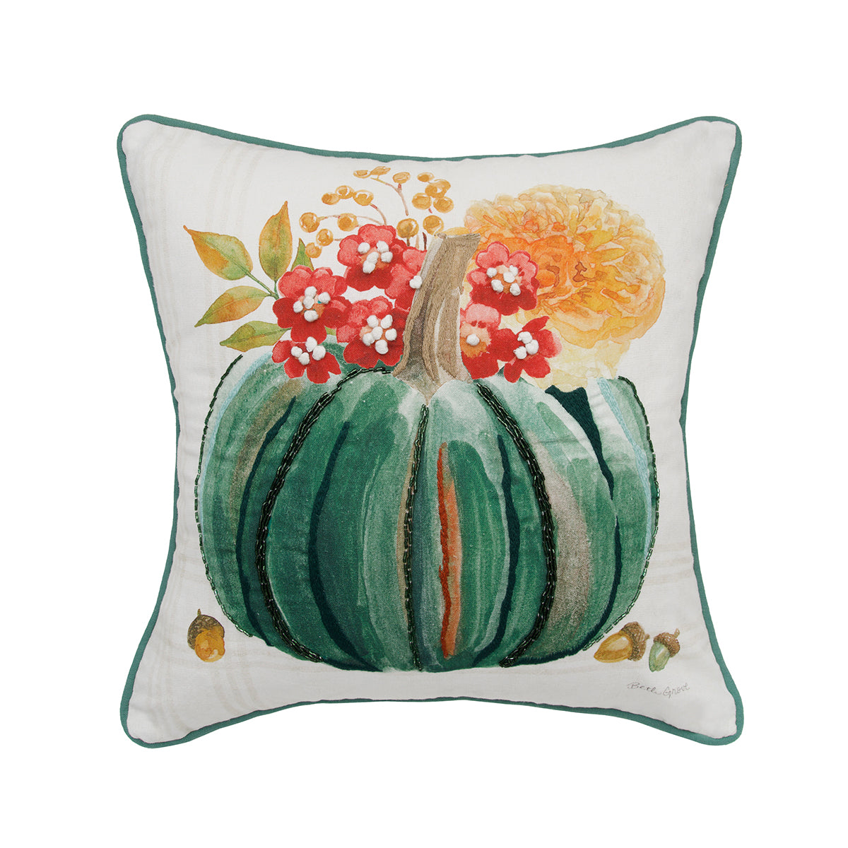 Teal Pumpkin Harvest Pillow