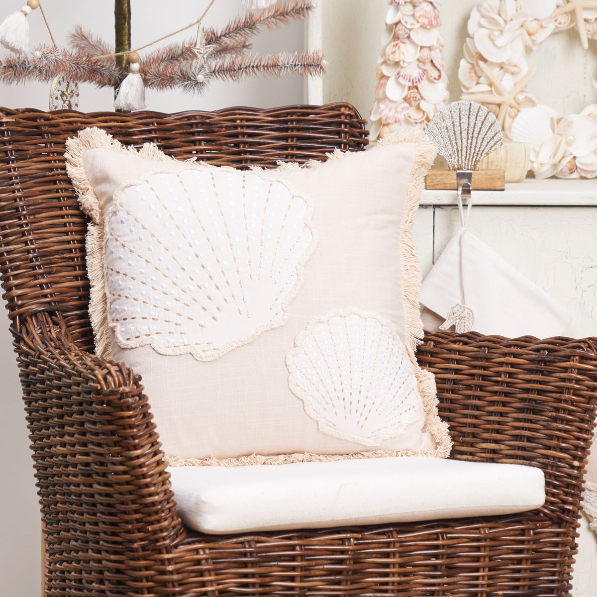 Golden Coast Scallop Shells Pillow