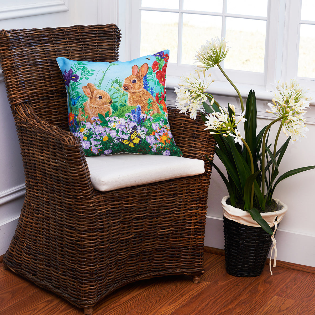 Bunny Garden Paradise Pillow