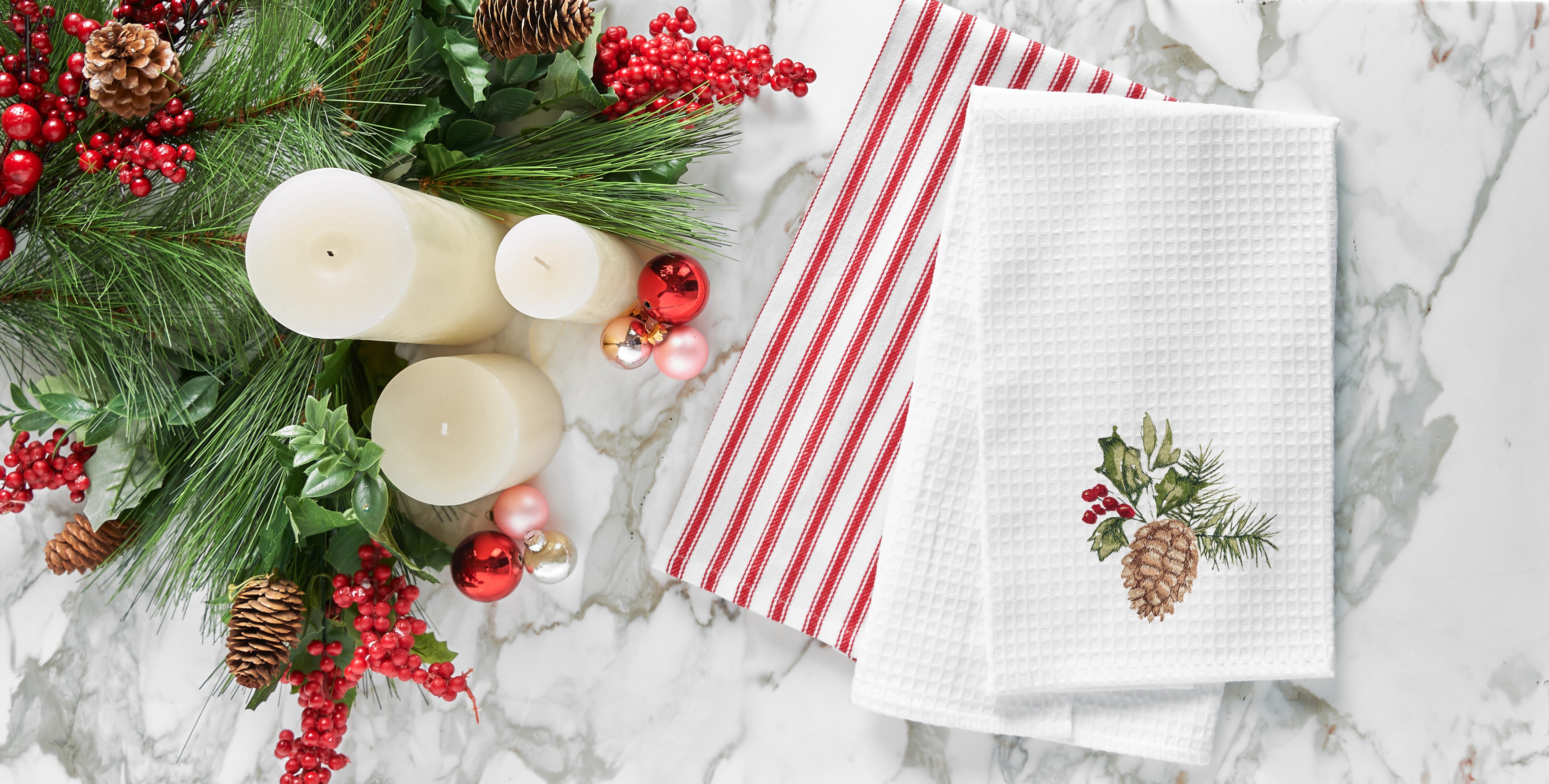 Pinecone Botanical Waffle Weave Kitchen Towel