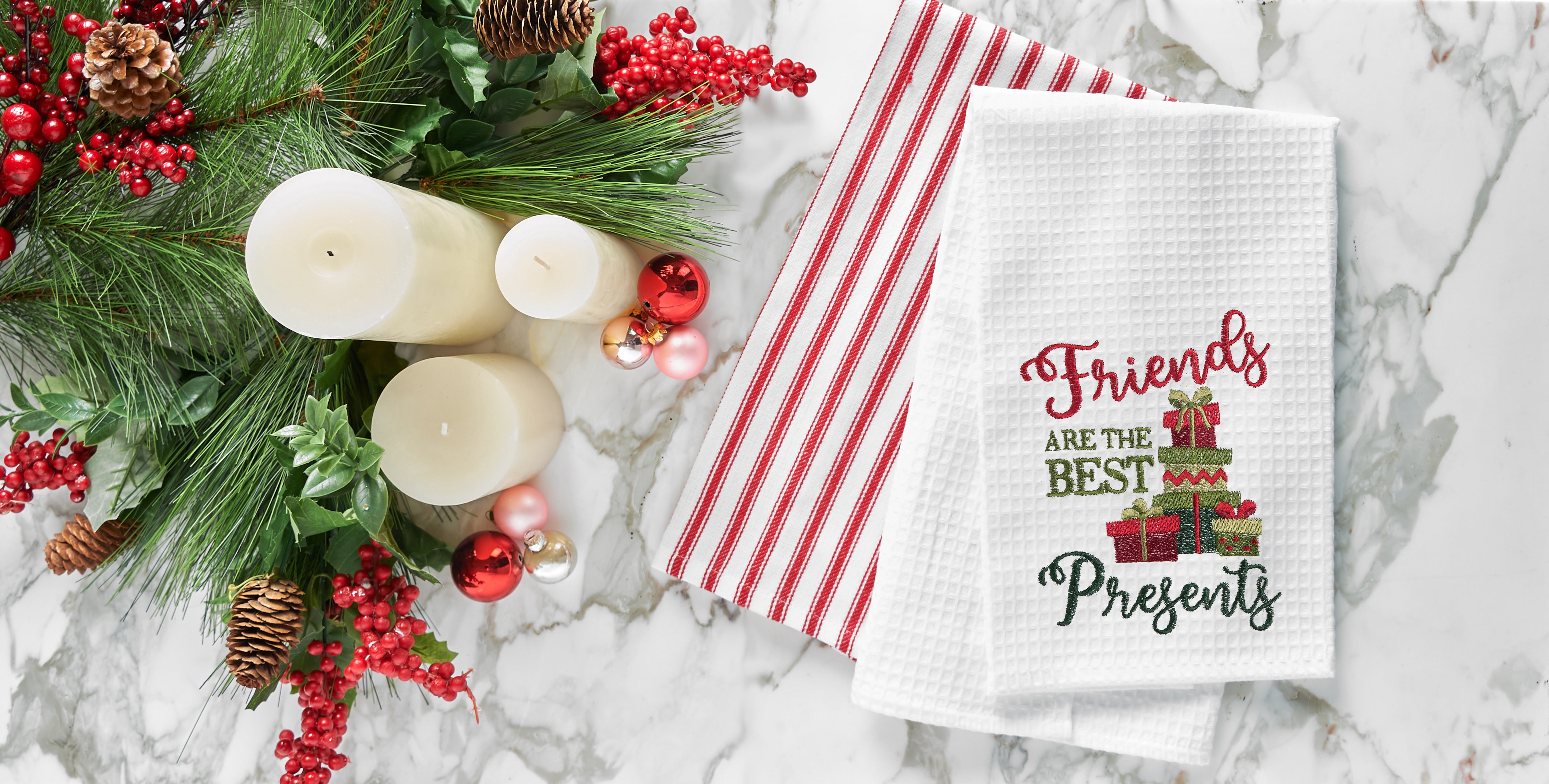 Friends Make The Best Presents Waffle Weave Kitchen Towel
