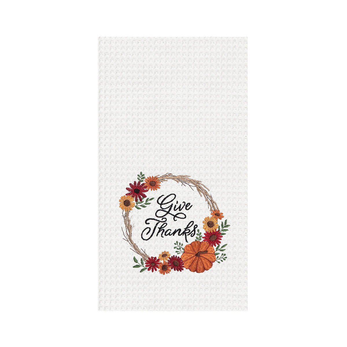 Give Thanks Harvest Wreath Kitchen Towel
