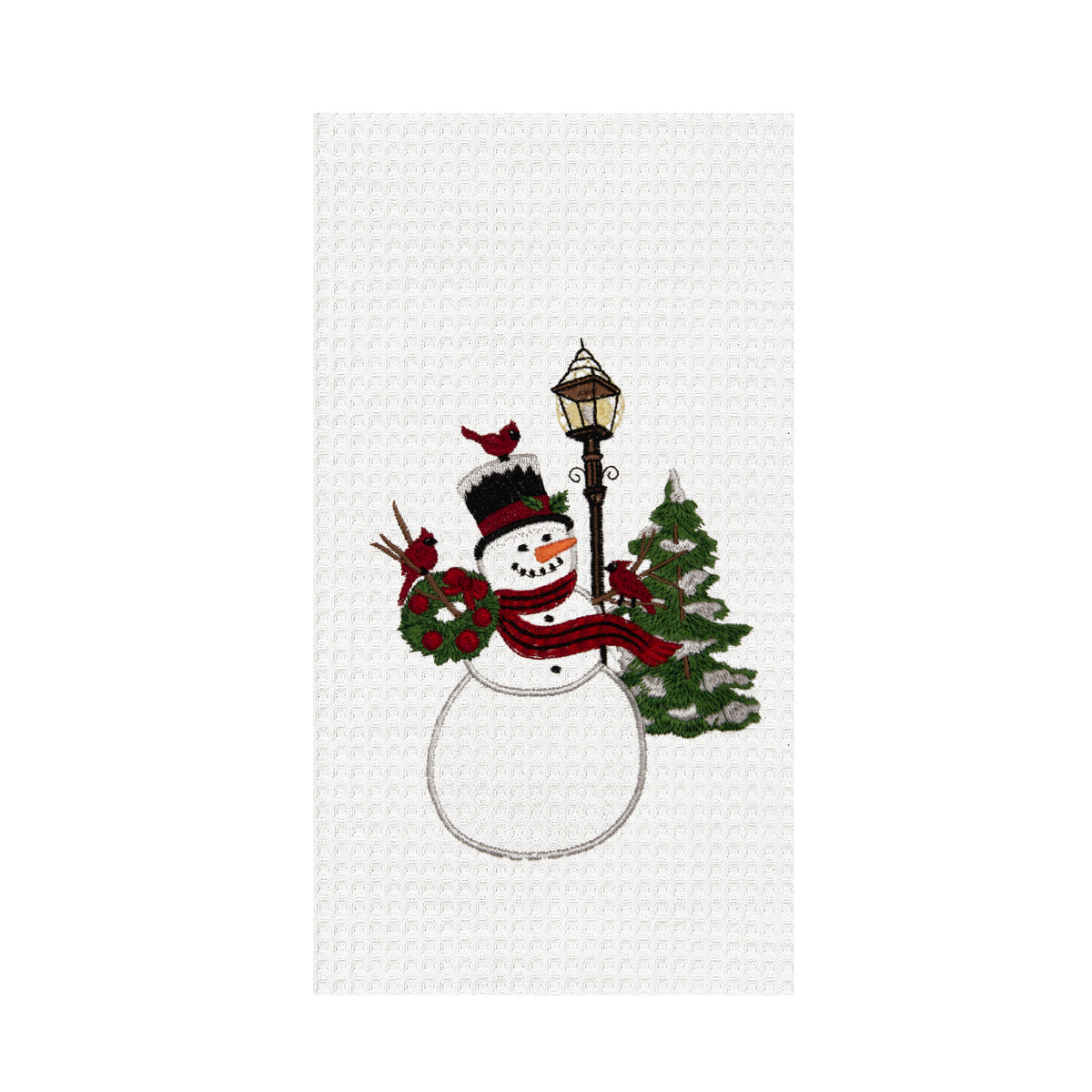 Snowman & Cardinals Waffle Weave Kitchen Towel