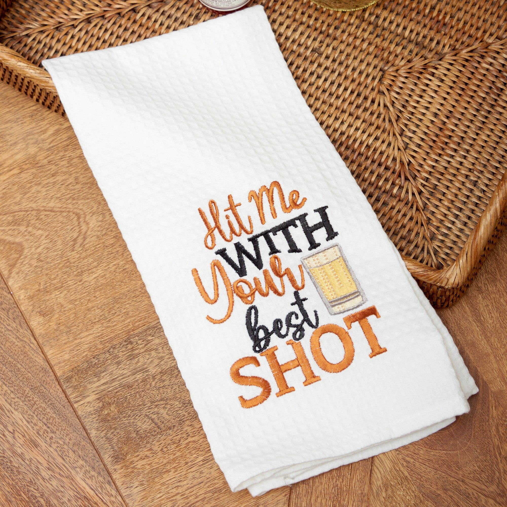 Hit Me With Your Best Shot Waffle Weave Kitchen Towel