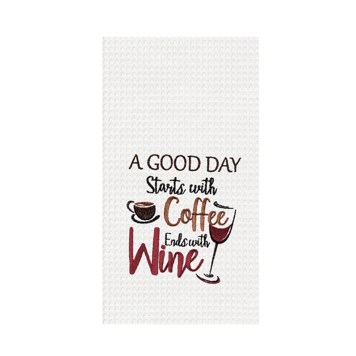 Good Day Starts With Coffee Waffle Weave Kitchen Towel