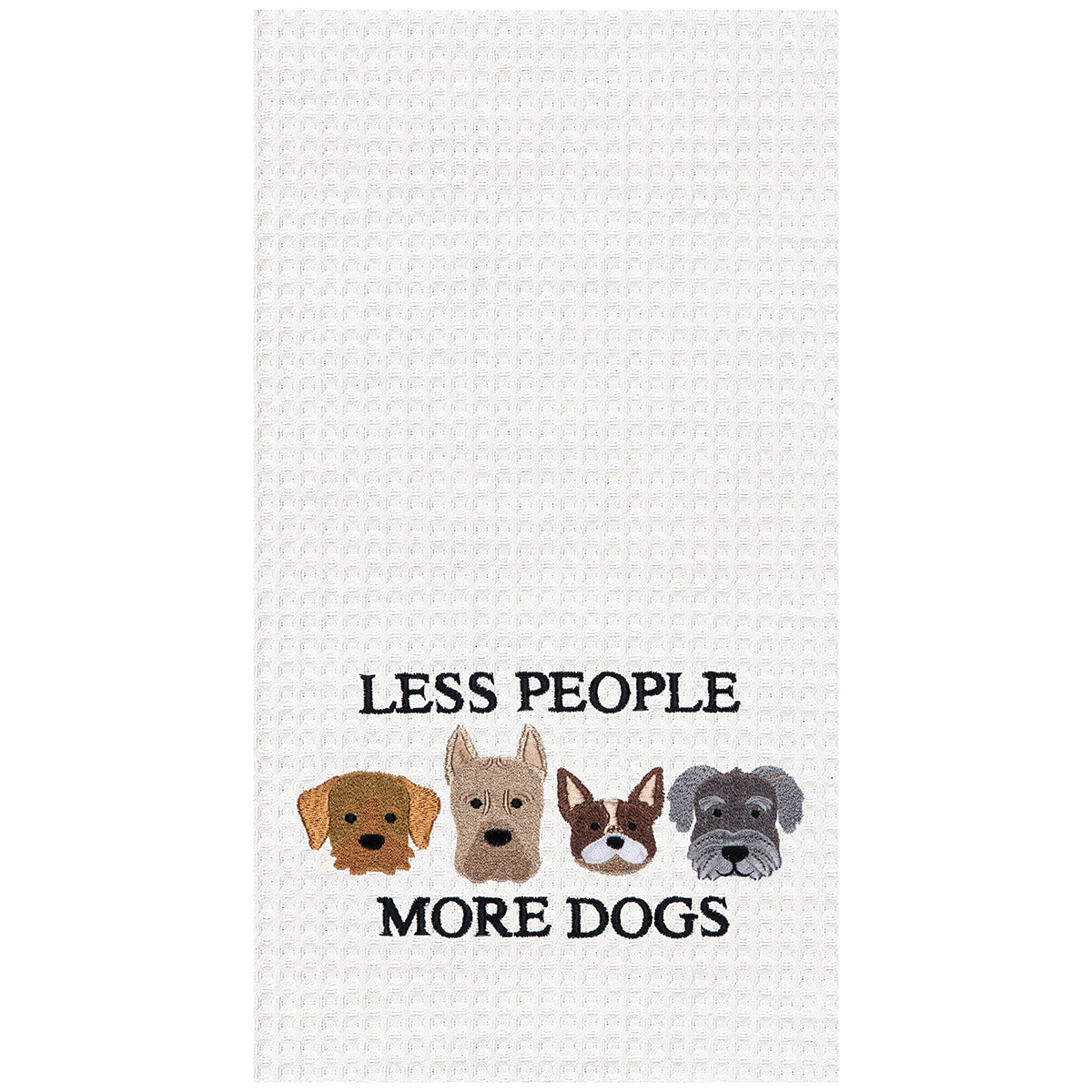 Less People More Dogs Waffle Weave Kitchen Towel
