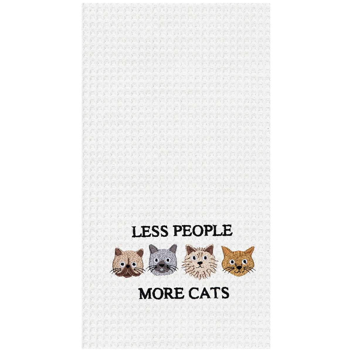 Less People More Cats Waffle Weave Kitchen Towel
