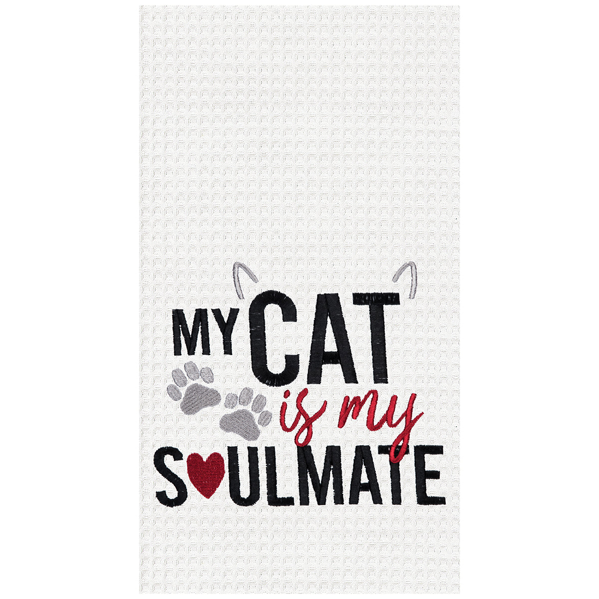 Cat Is My Soulmate Waffle Weave Kitchen Towel