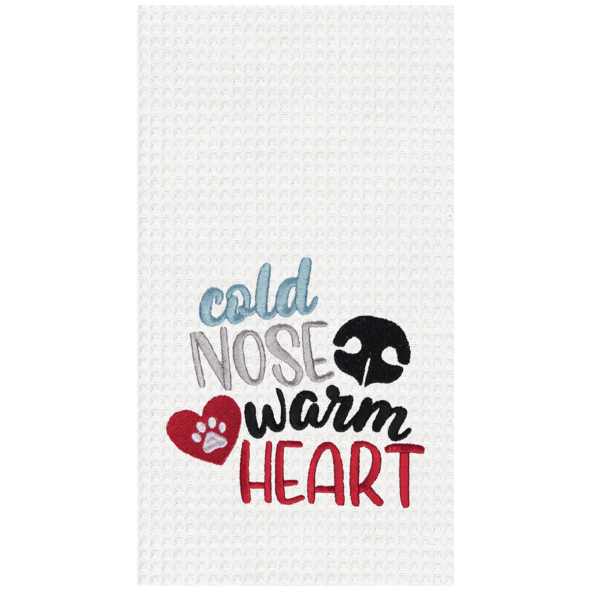 Cold Nose Warm Heart Waffle Weave Kitchen Towel