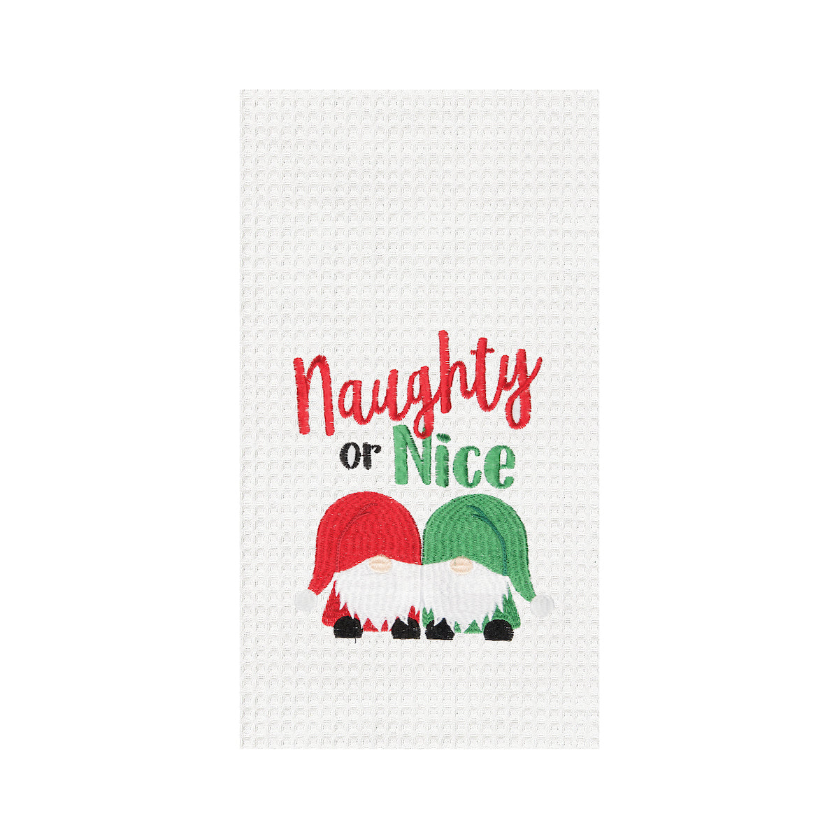 Naughty or Nice Gnomes Kitchen Towel