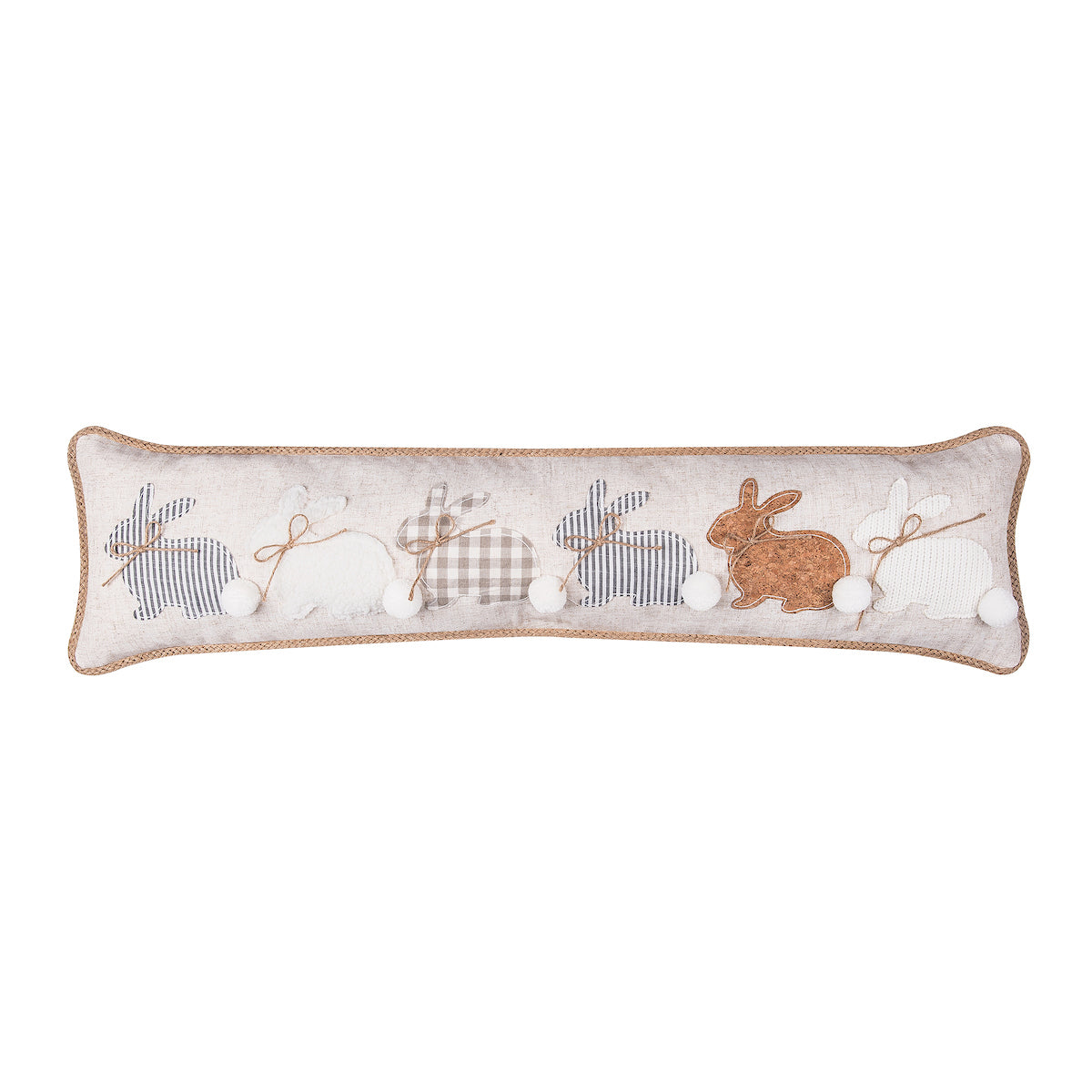 Multi Rabbit Line Up Applique Pillow