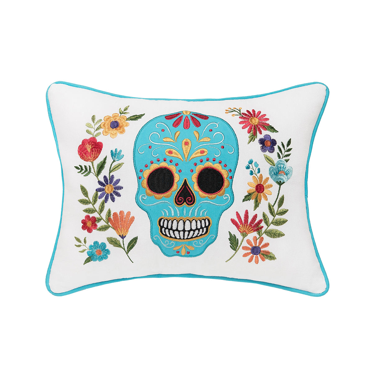 Aqua Sugar Skull Pillow