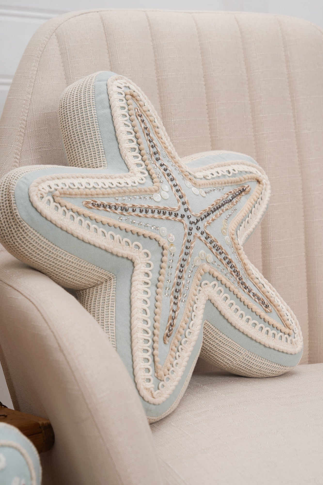 Beaded Sea Star Shaped Pillow