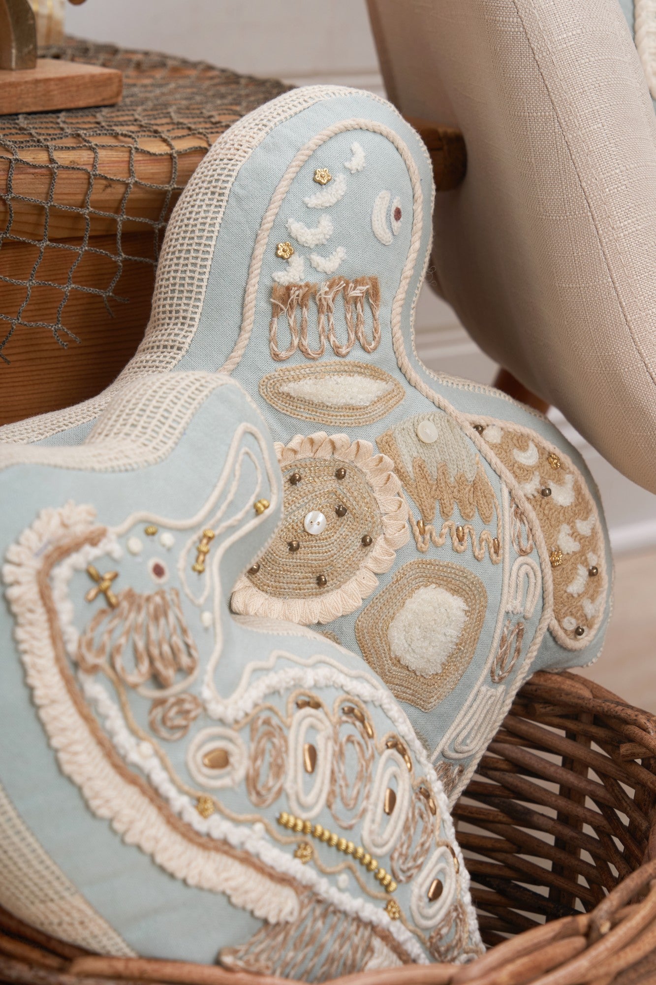 Beaded Sea Turtle Shaped Pillow