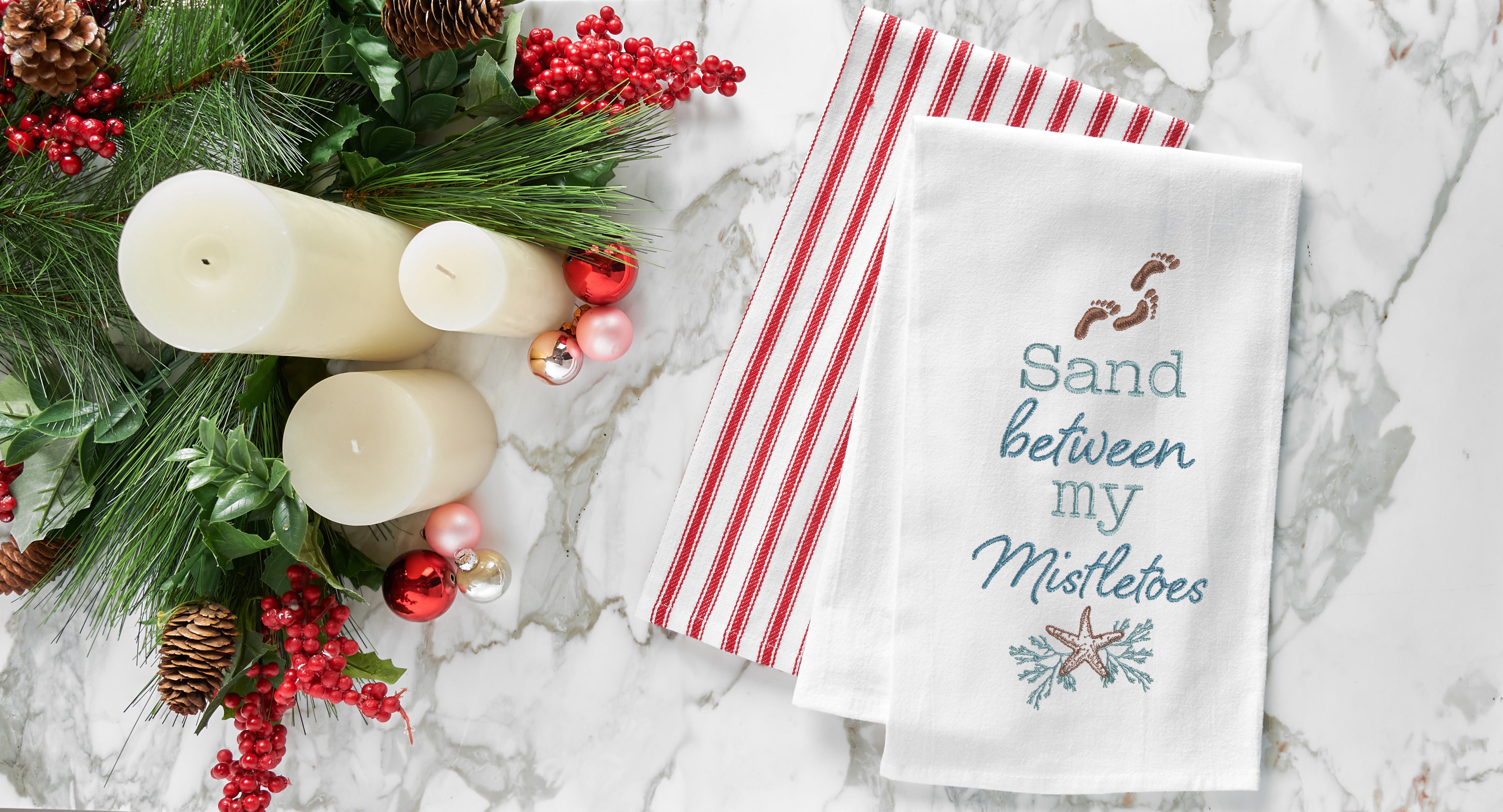 Sand Between My Mistletoes Flour Sack Kitchen Towel