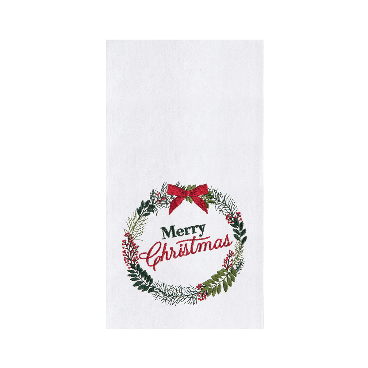 Merry Christmas Berry Wreath Kitchen Towel