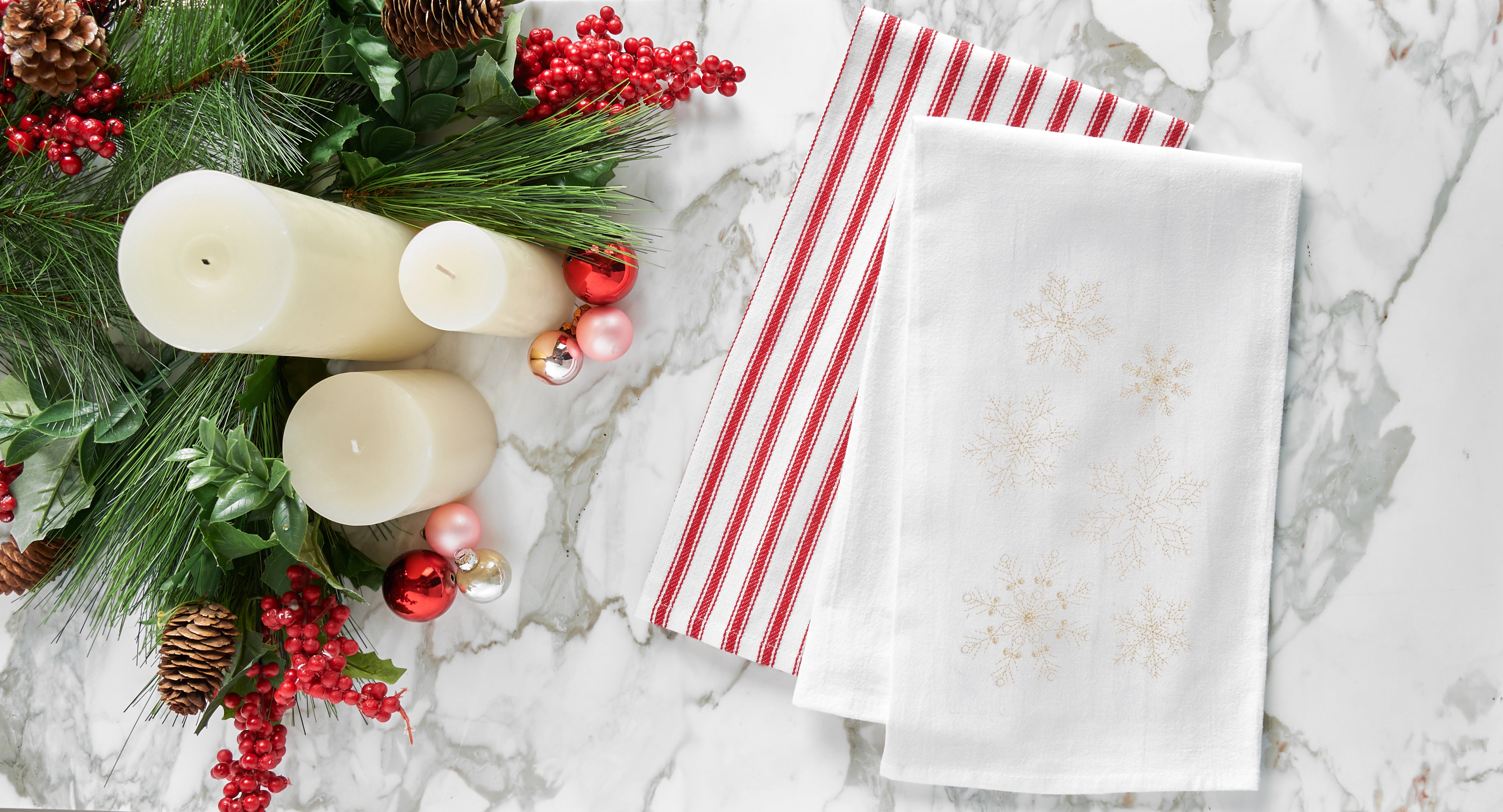 Gold Snowflake Flour Sack Kitchen Towel