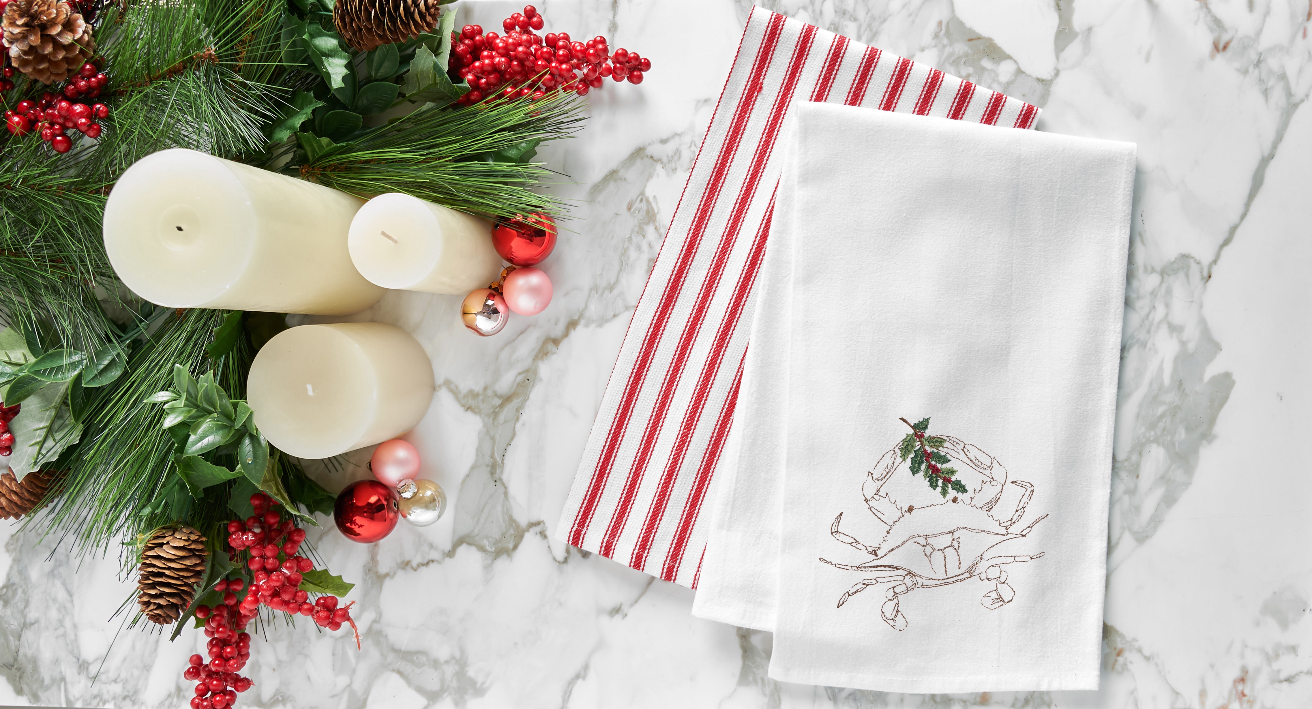 Sea Life Crab Flour Sack Kitchen Towel