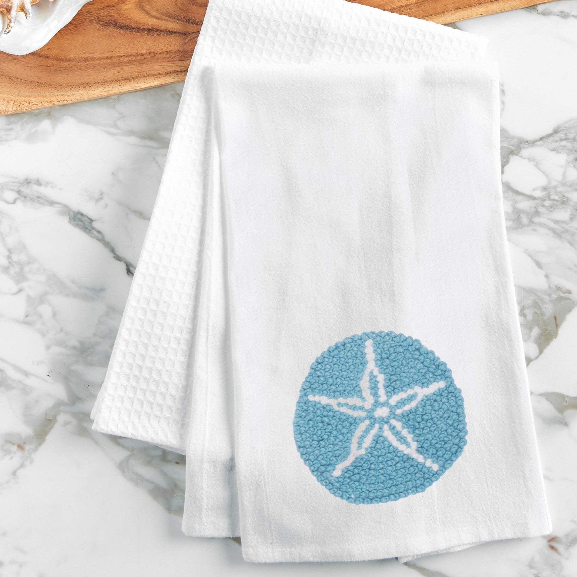 Sand Dollar French Knot Kitchen Towel