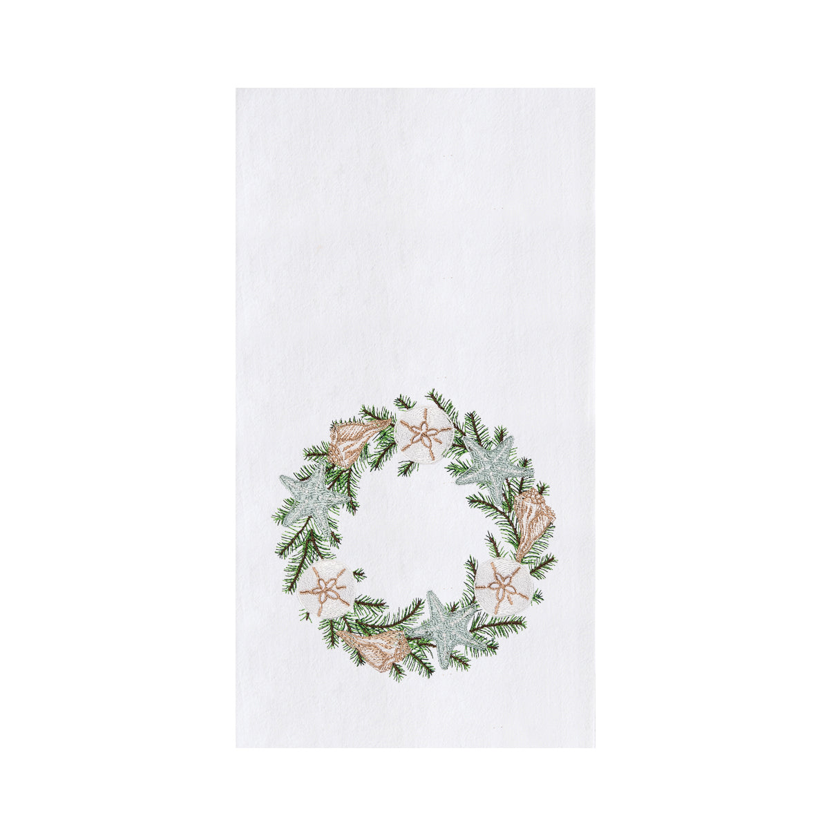 Shell Christmas Wreath Flour Sack Kitchen Towel