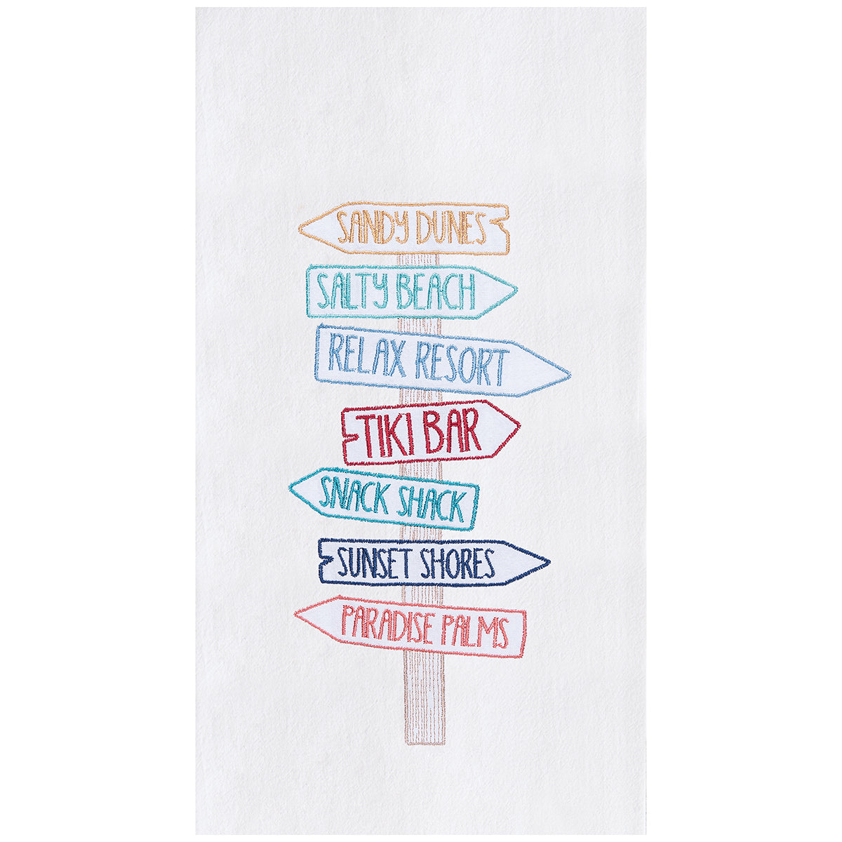 Beach Direction Sign Flour Sack Kitchen Towel
