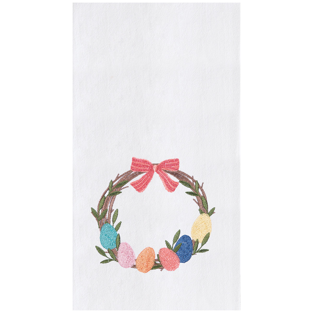 Springtime Egg Wreath Flour Sack Kitchen Towel