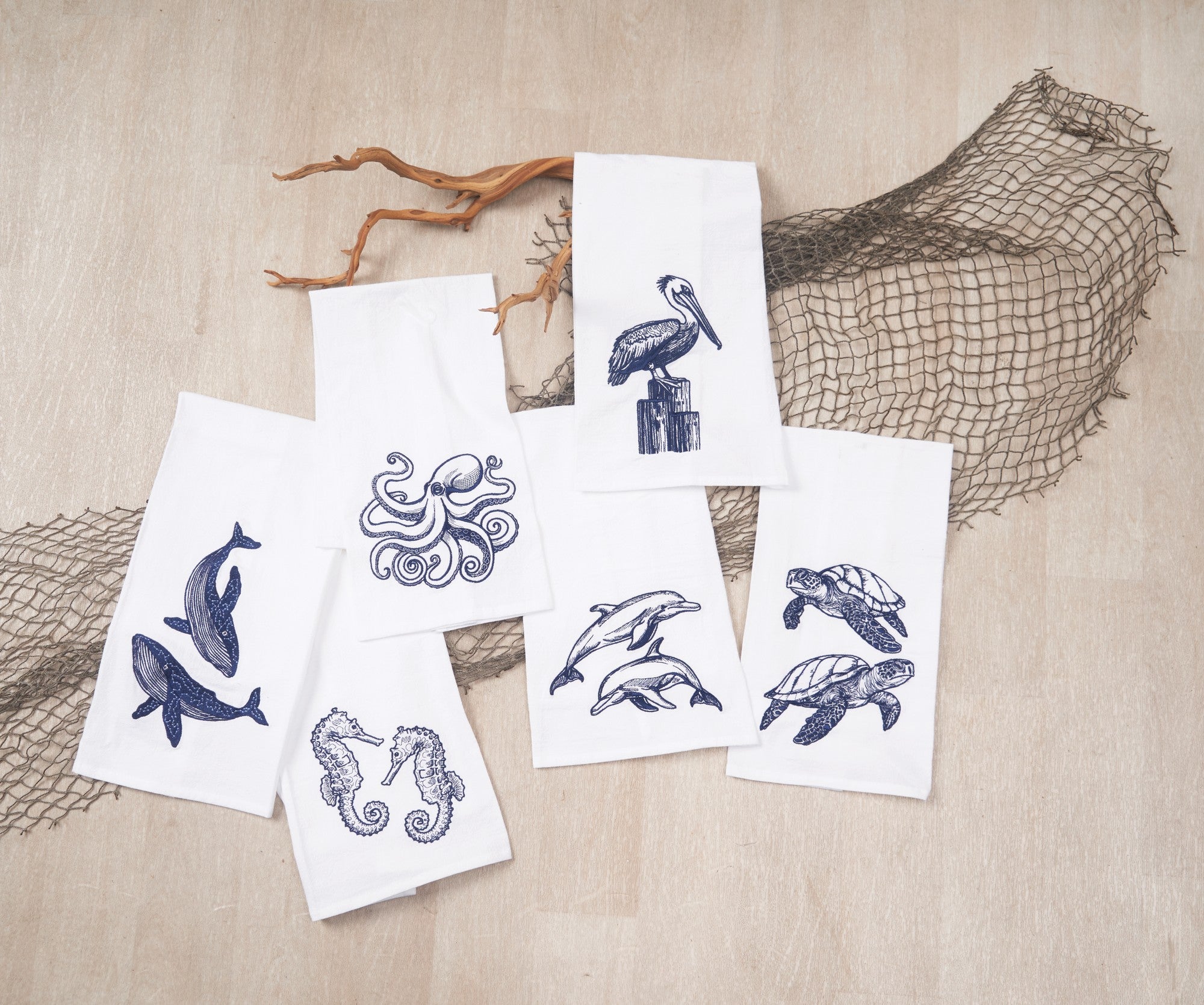 Blue Sea Turtles Flour Sack Kitchen Towel