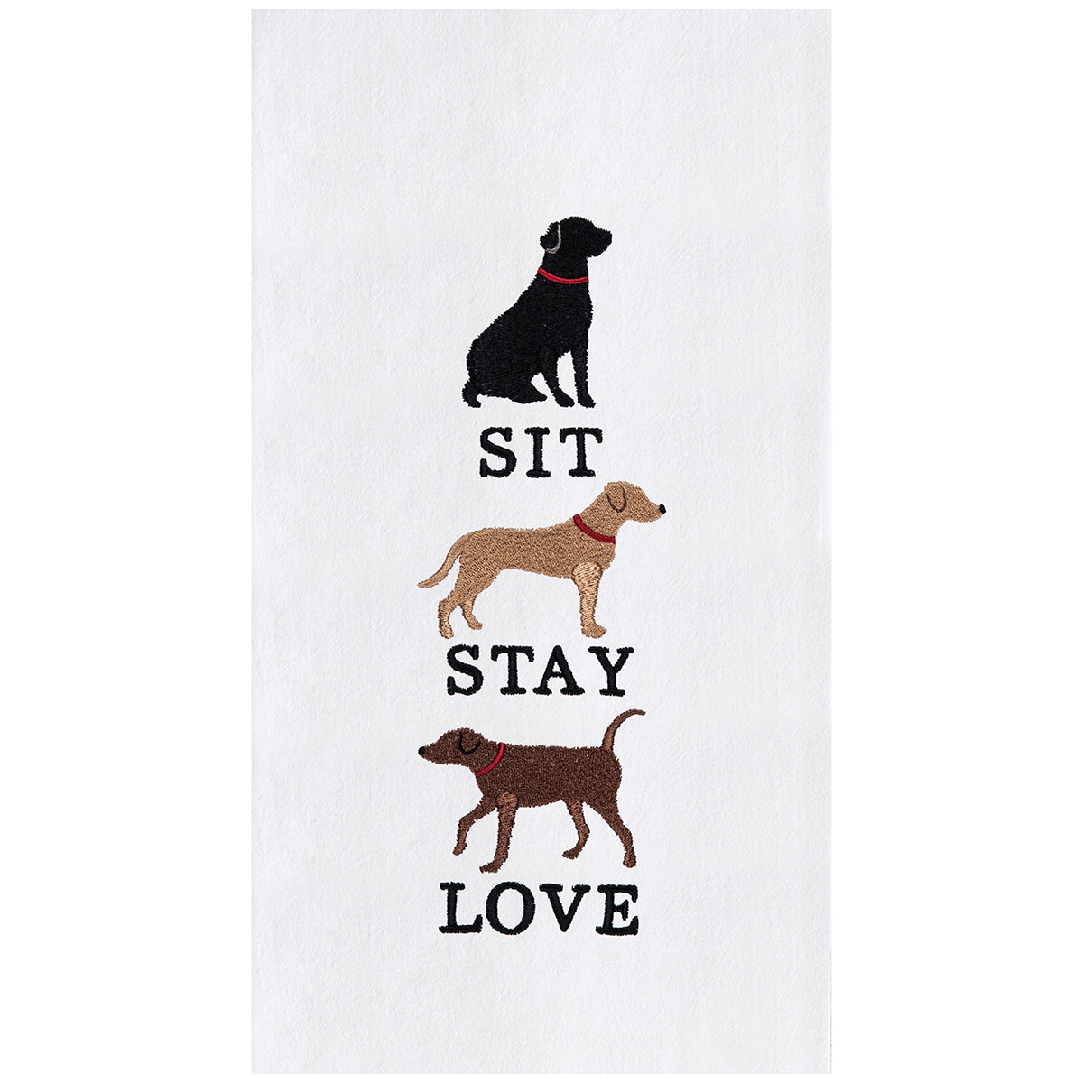 Sit Stay Love Dog Flour Sack Kitchen Towel