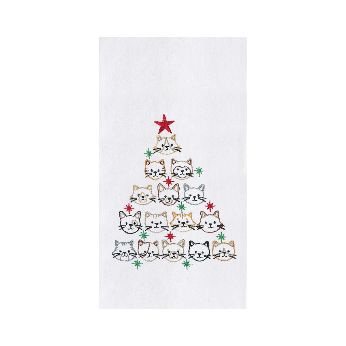 Cat Face Christmas Tree Kitchen Towel