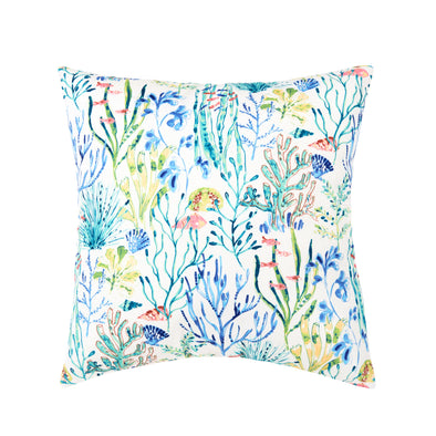 pillow with an underwater ocean scene filled with fish coral and shells