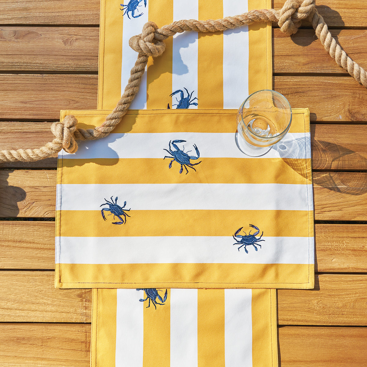Crab Stripe Outdoor Table Linens