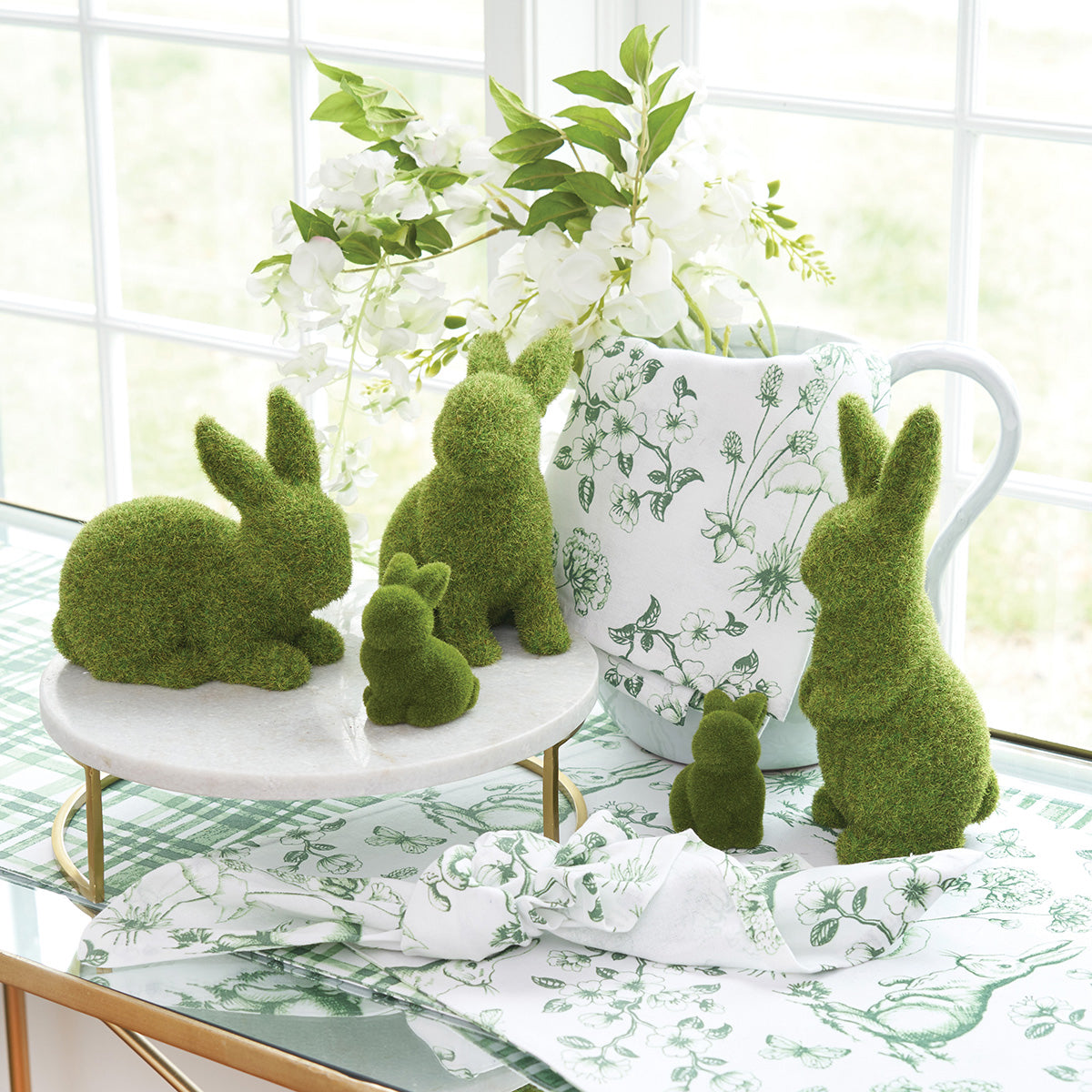 Moss Flocked Bunny Set