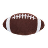 brown football shaped pillow with white stitching